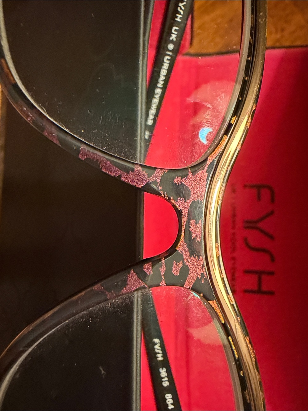 FYSH Women's Cat Eye Eyeglasses. Pink Leopard Pattern